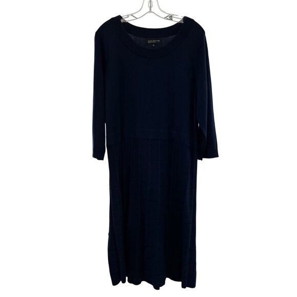 Jones New York Midi Sweater Dress 3/4 Sleeve Blue Size 2X - Picture 1 of 9